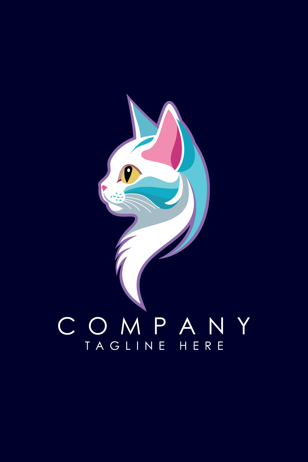 Cat Colorful Logo Cat Logo Design Vector illustration Animal Logo pinterest preview image.