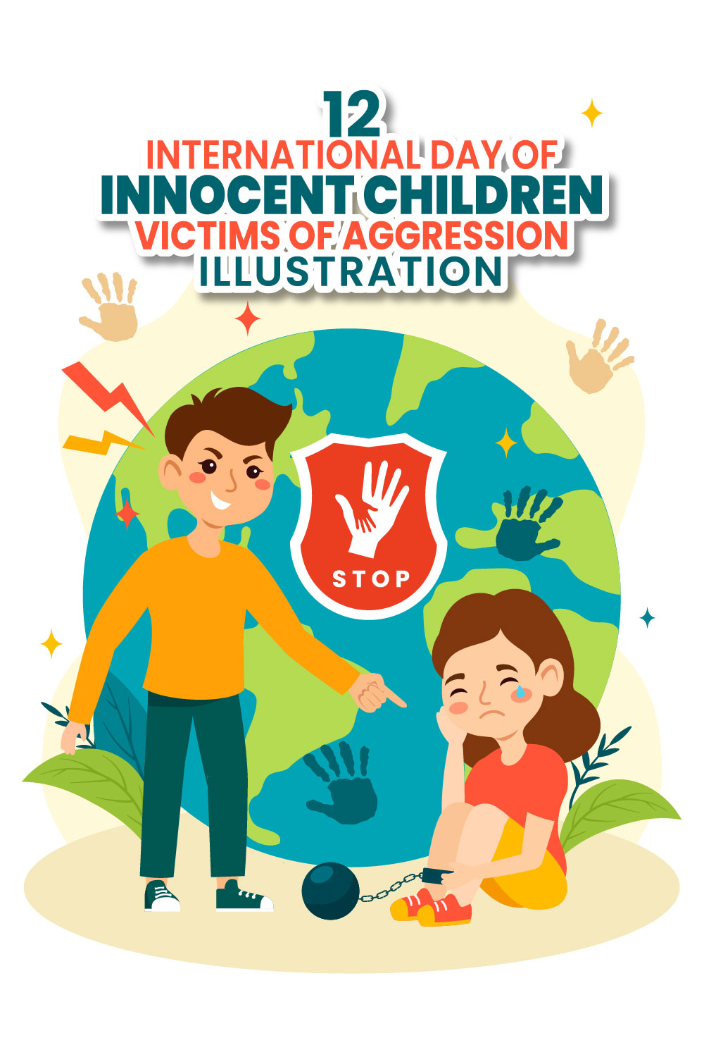 12 Children Victims of Aggression Illustration pinterest preview image.