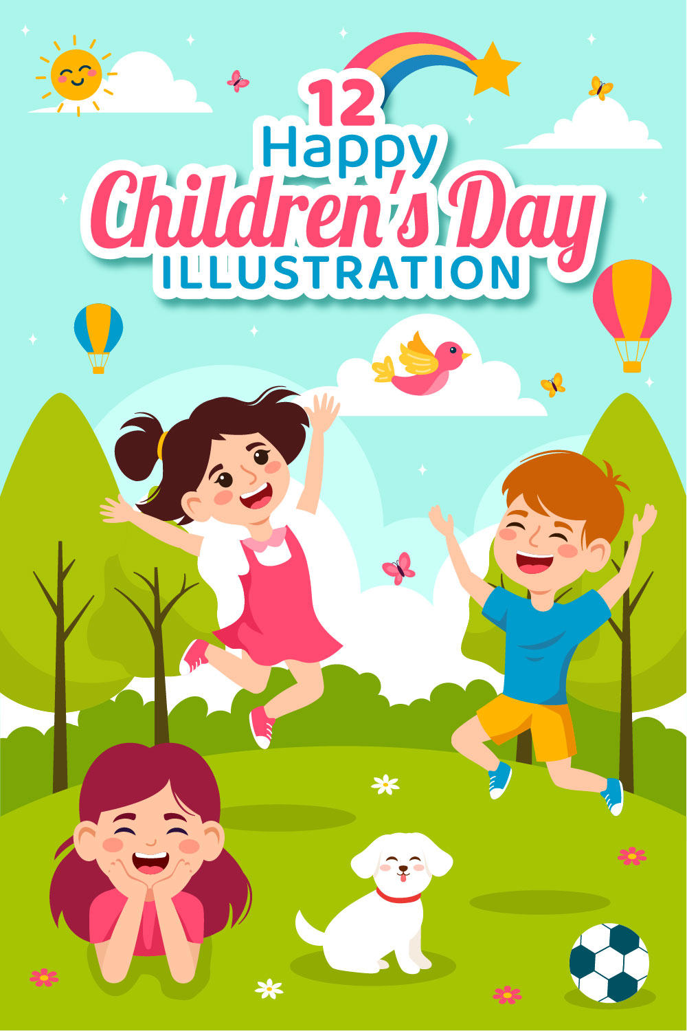 12 Happy Children Day Illustration pinterest preview image.