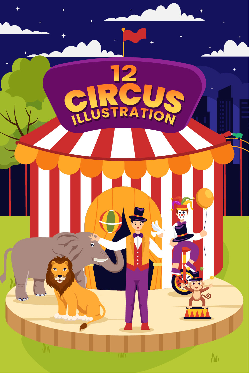 12 Circus Show Illustration pinterest preview image.