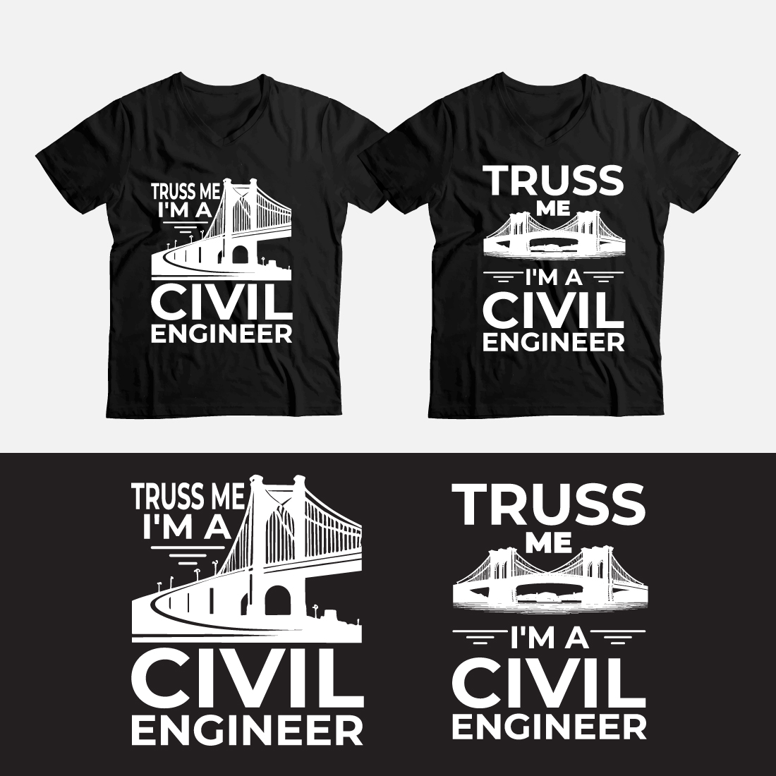 Civil engineer t-shirt template design preview image.
