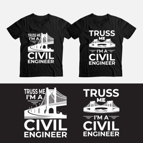 Civil engineer t-shirt template design cover image.
