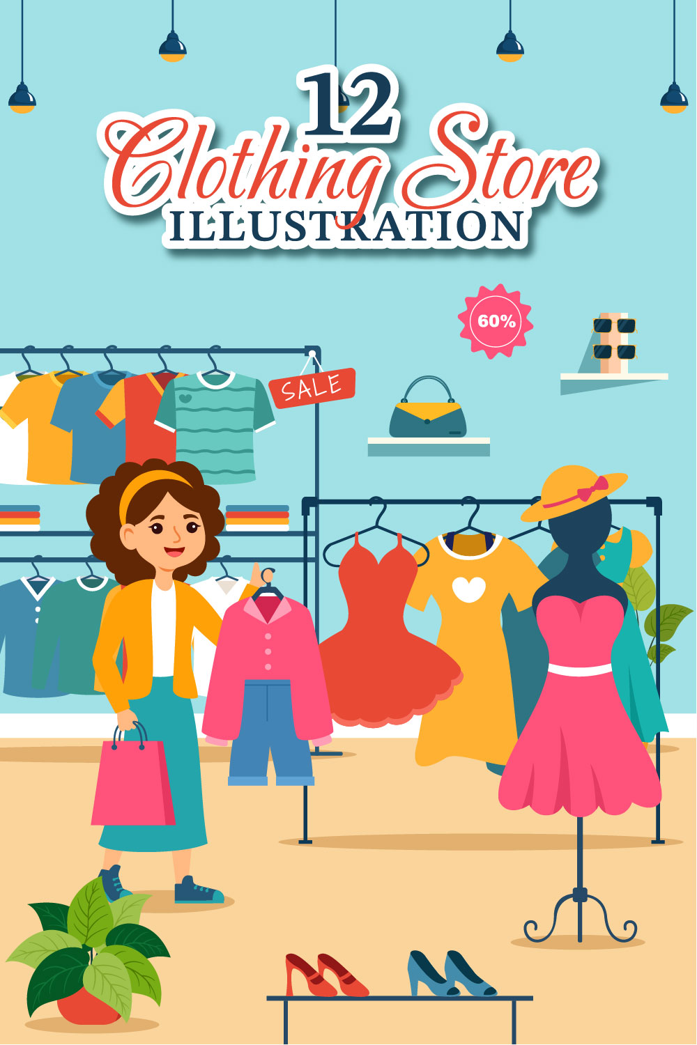 12 Clothing Store Illustration pinterest preview image.