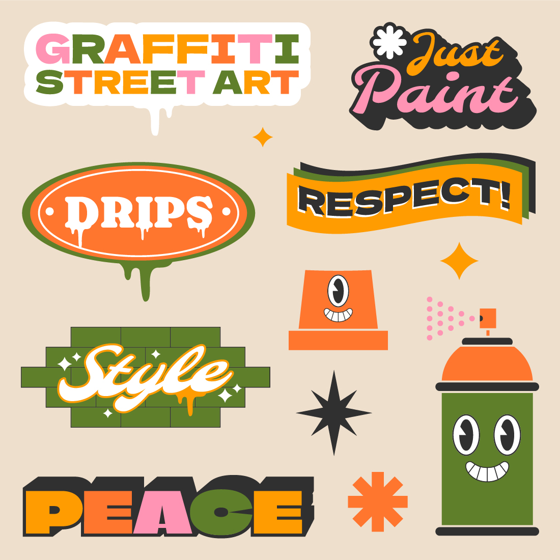 Colorful Vintage Label Graffiti 1 - Only $6 preview image.