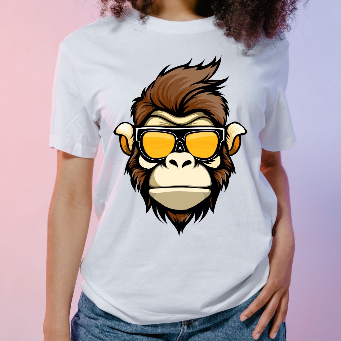 Cute and funny monkey face design preview image.