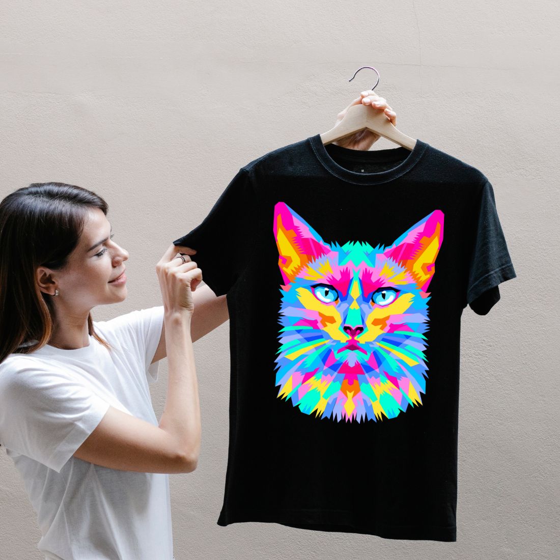 Multi-colored Cat Face Vector Illustration preview image.
