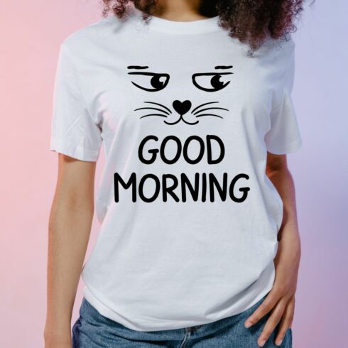 Good morning with cute cat vector cover image.