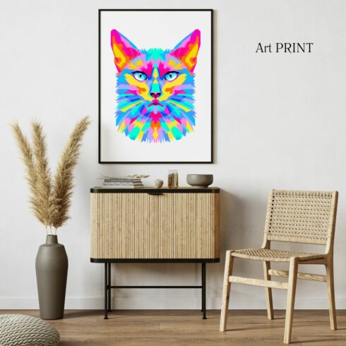 Multi-colored Cat Face Vector Illustration cover image.