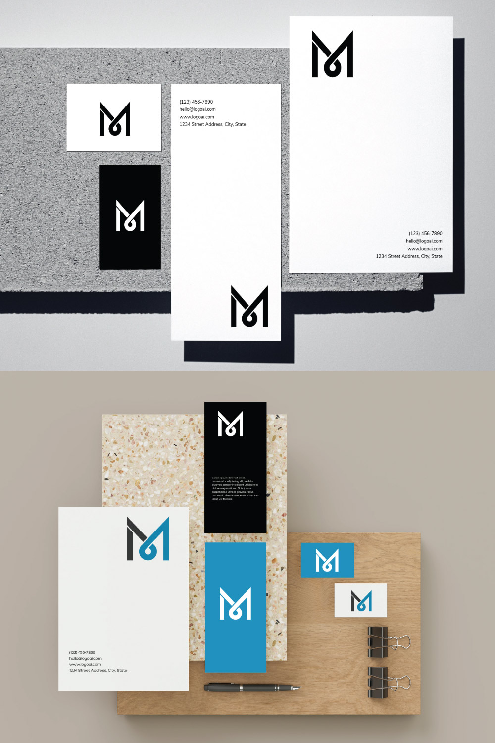M Letter Logo Template-Brand Identity pinterest preview image.