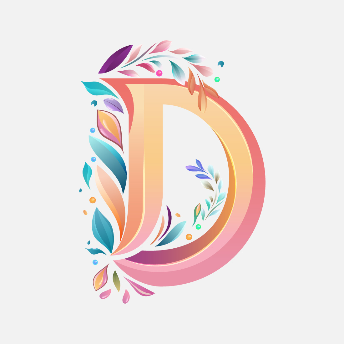 Floral alphabet D Logo for wedding invitations, greeting card, birthday, logo, poster other ideas preview image.