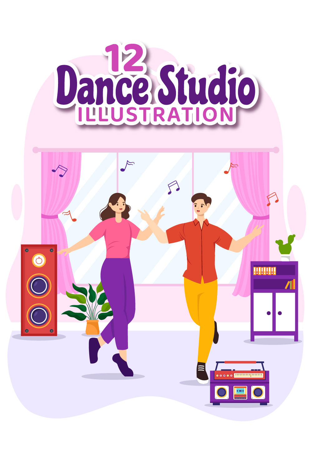 12 Dance Studio Illustration pinterest preview image.