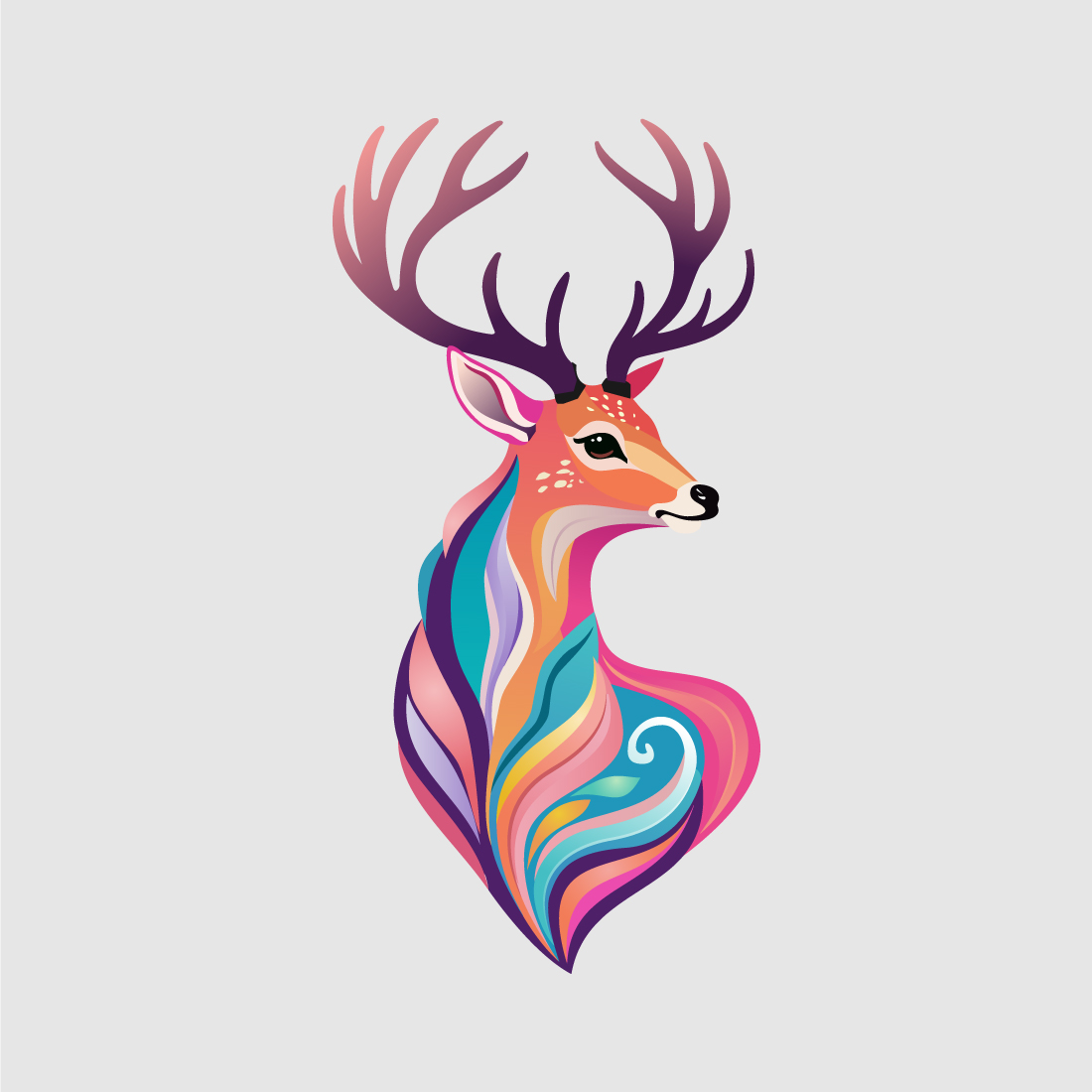 Deer Colorful Logo Deer Head Logo Design Vector illustration preview image.