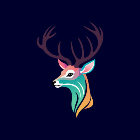 Deer Colorful Logo Deer Head Logo Design Vector illustration cover image.