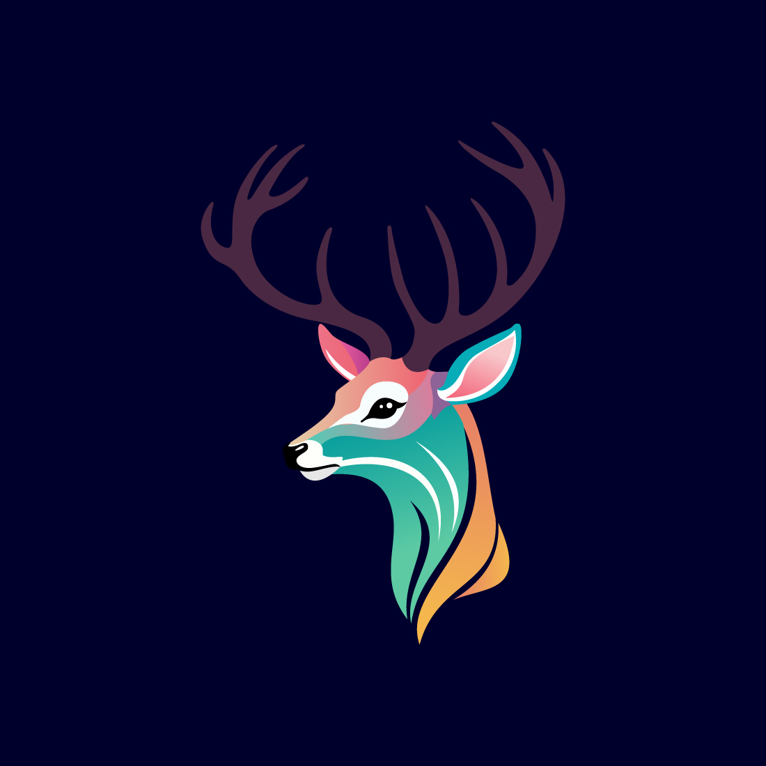 Deer Colorful Logo Deer Head Logo Design Vector Illustration Masterbundles