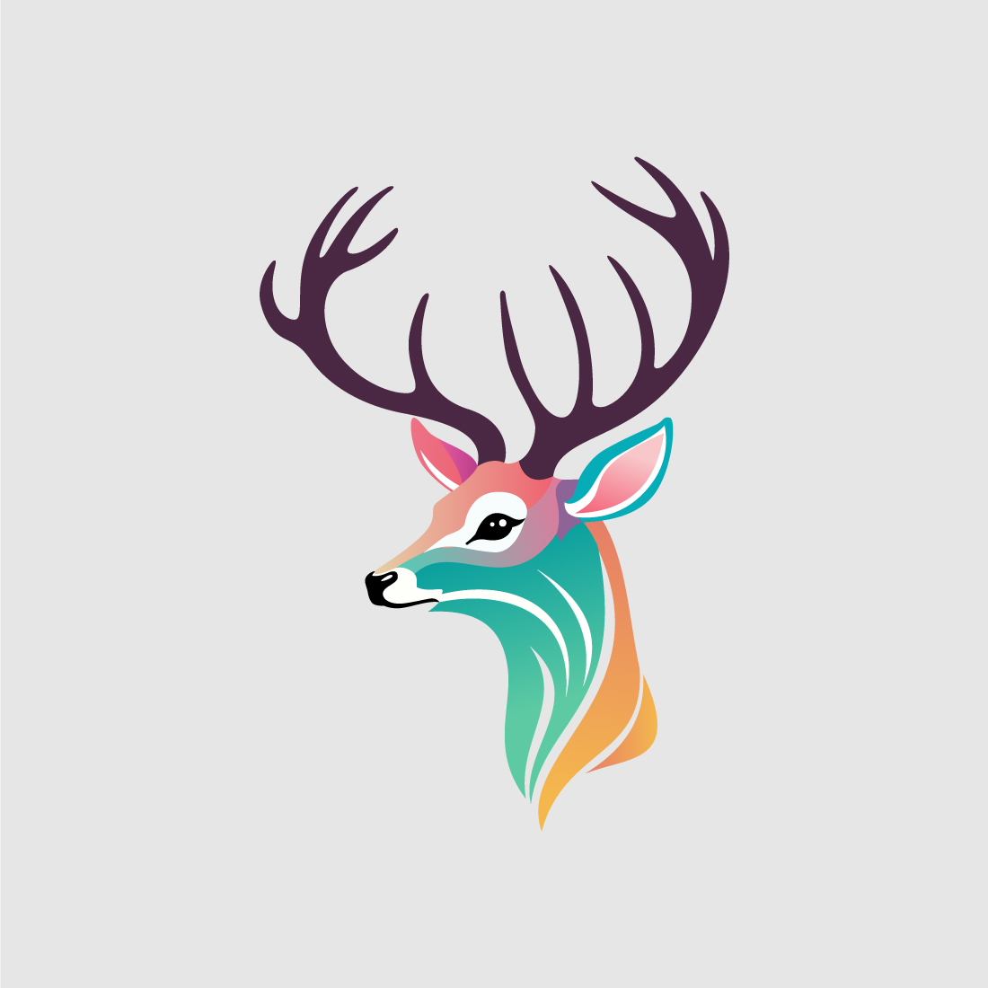 Deer Colorful Logo Deer Head Logo Design Vector illustration preview image.