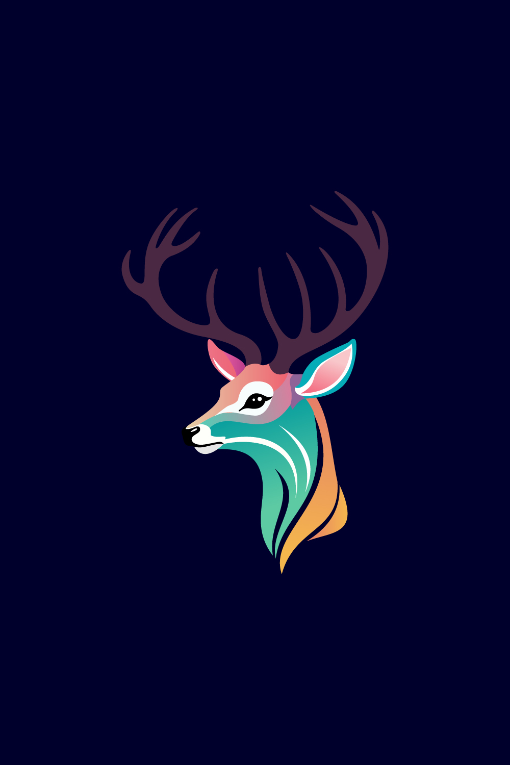 Deer Colorful Logo Deer Head Logo Design Vector illustration pinterest preview image.
