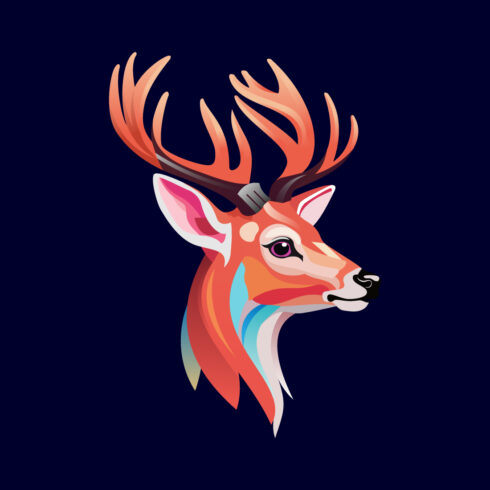 Deer Colorful Logo Deer Head Logo Design Vector illustration cover image.