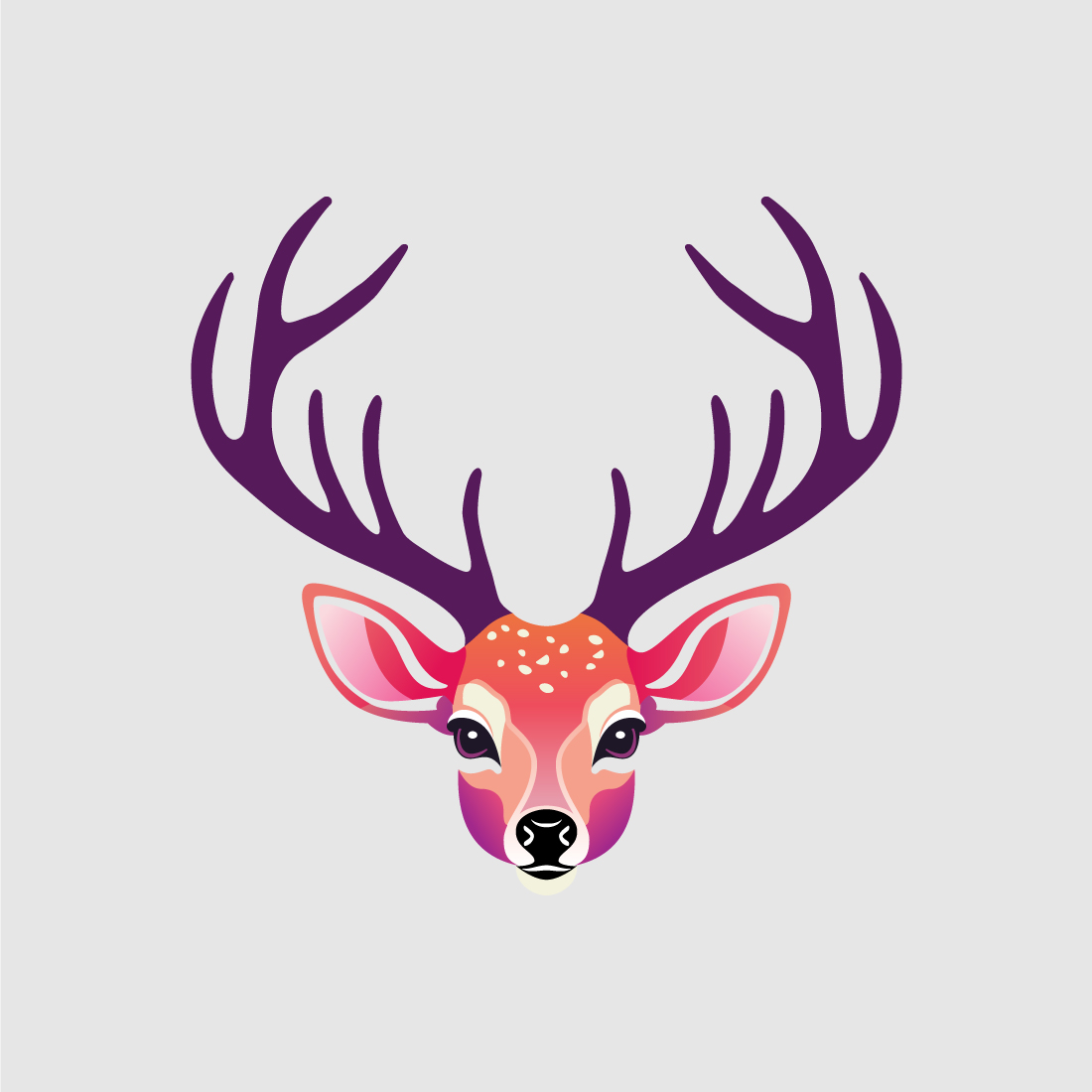 Deer Colorful Logo Deer Head Logo Design Vector illustration preview image.