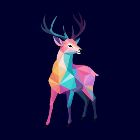 Geometric Deer Colorful Logo Deer Head Logo Design Vector illustration cover image.