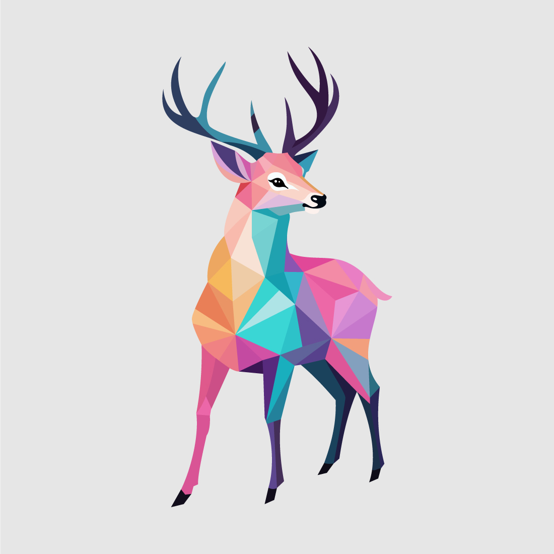 Geometric Deer Colorful Logo Deer Head Logo Design Vector illustration preview image.