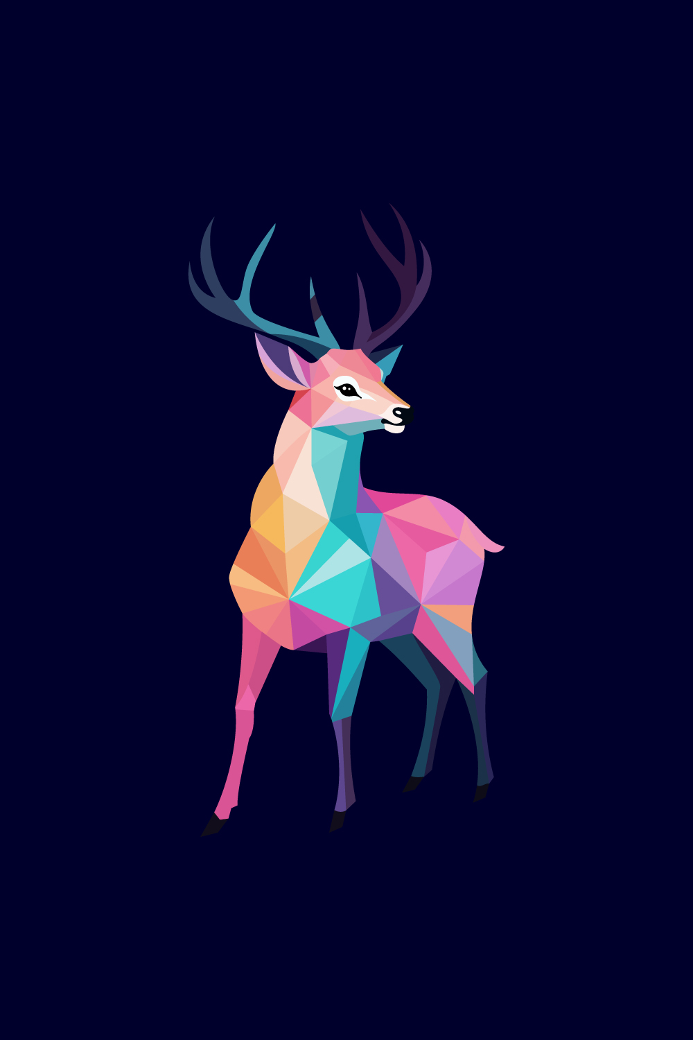 Geometric Deer Colorful Logo Deer Head Logo Design Vector illustration pinterest preview image.