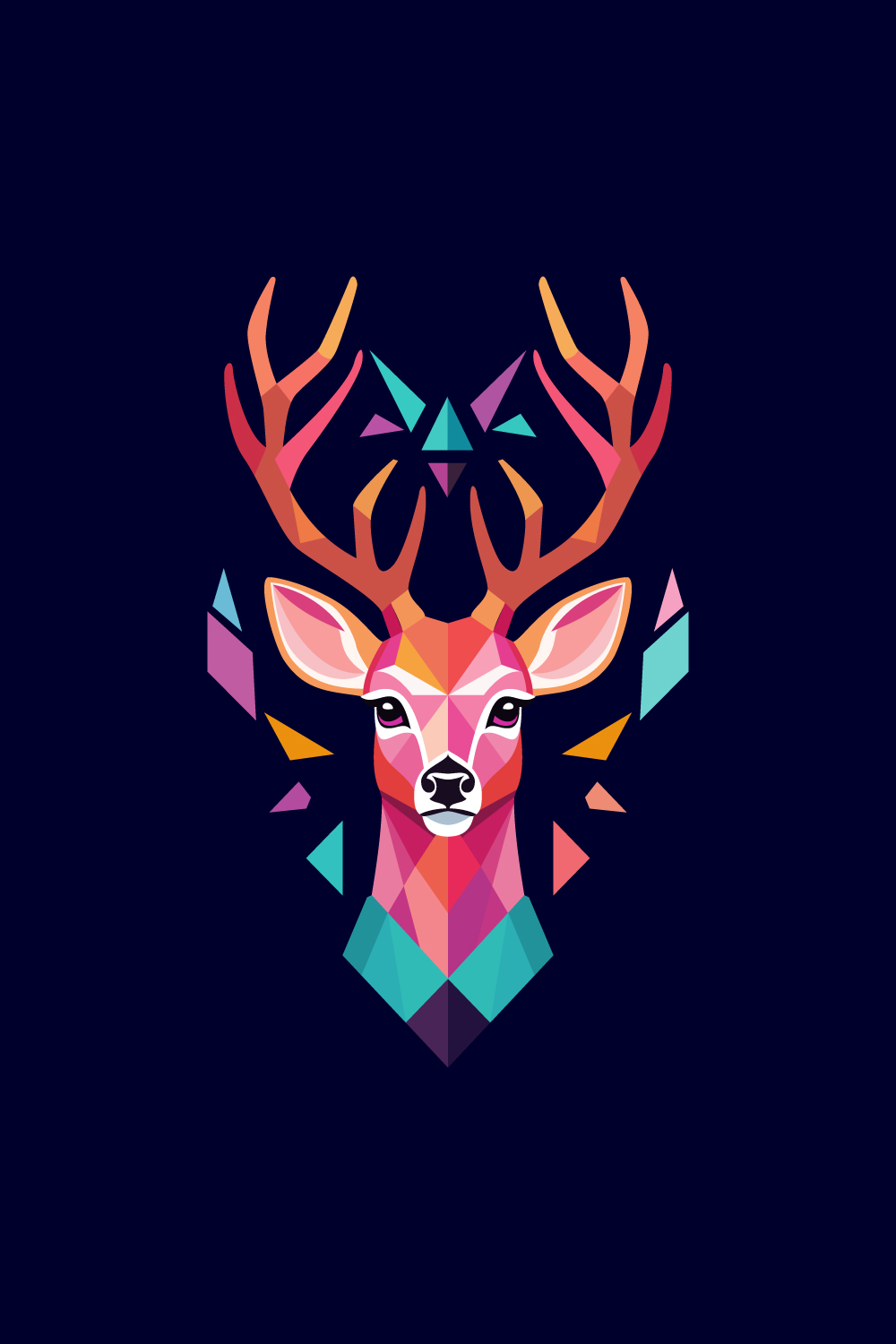 Geometric Deer Colorful Logo Deer Head Logo Design Vector illustration pinterest preview image.