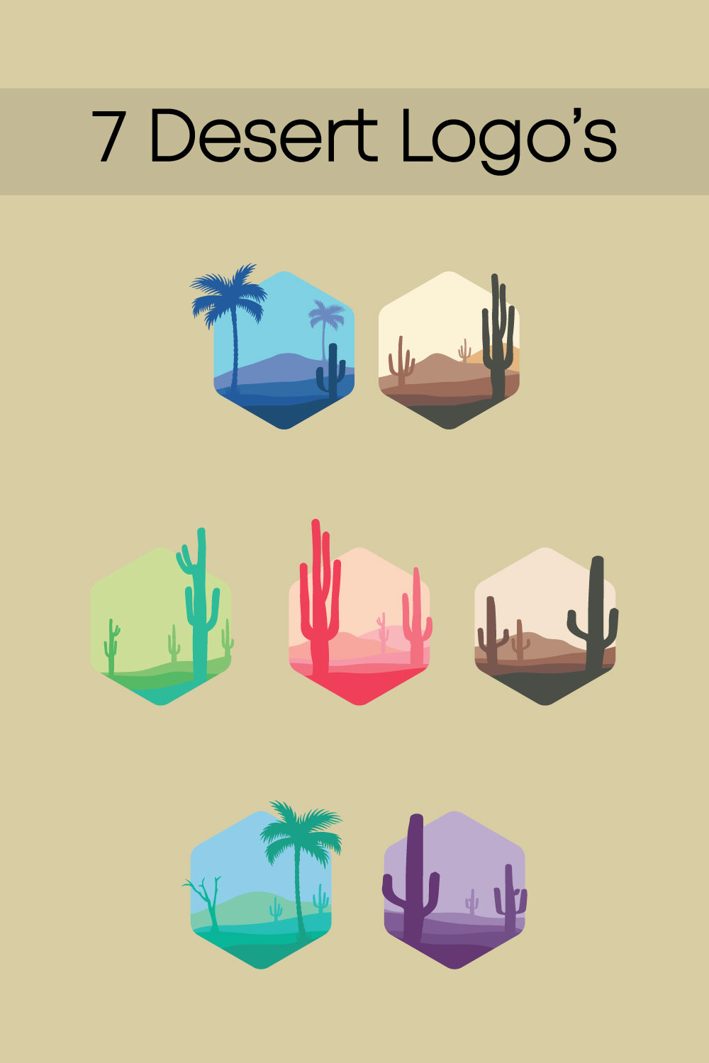7 Desert Logo's pinterest preview image.