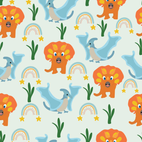 Cute Dino Seamless Pattern cover image.