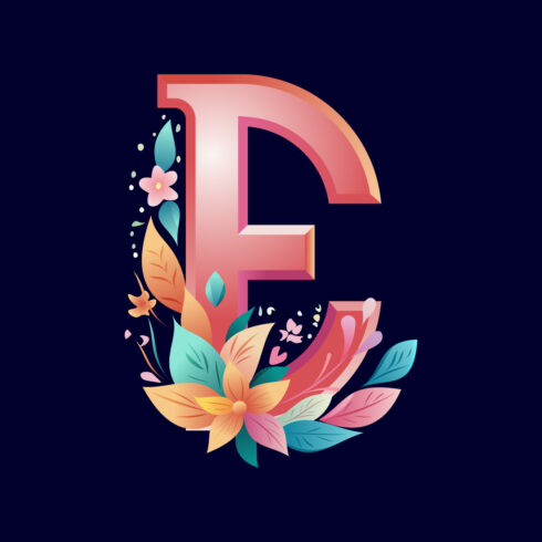 Floral alphabet E Logo for wedding invitations, greeting card, birthday, logo, poster other ideas cover image.