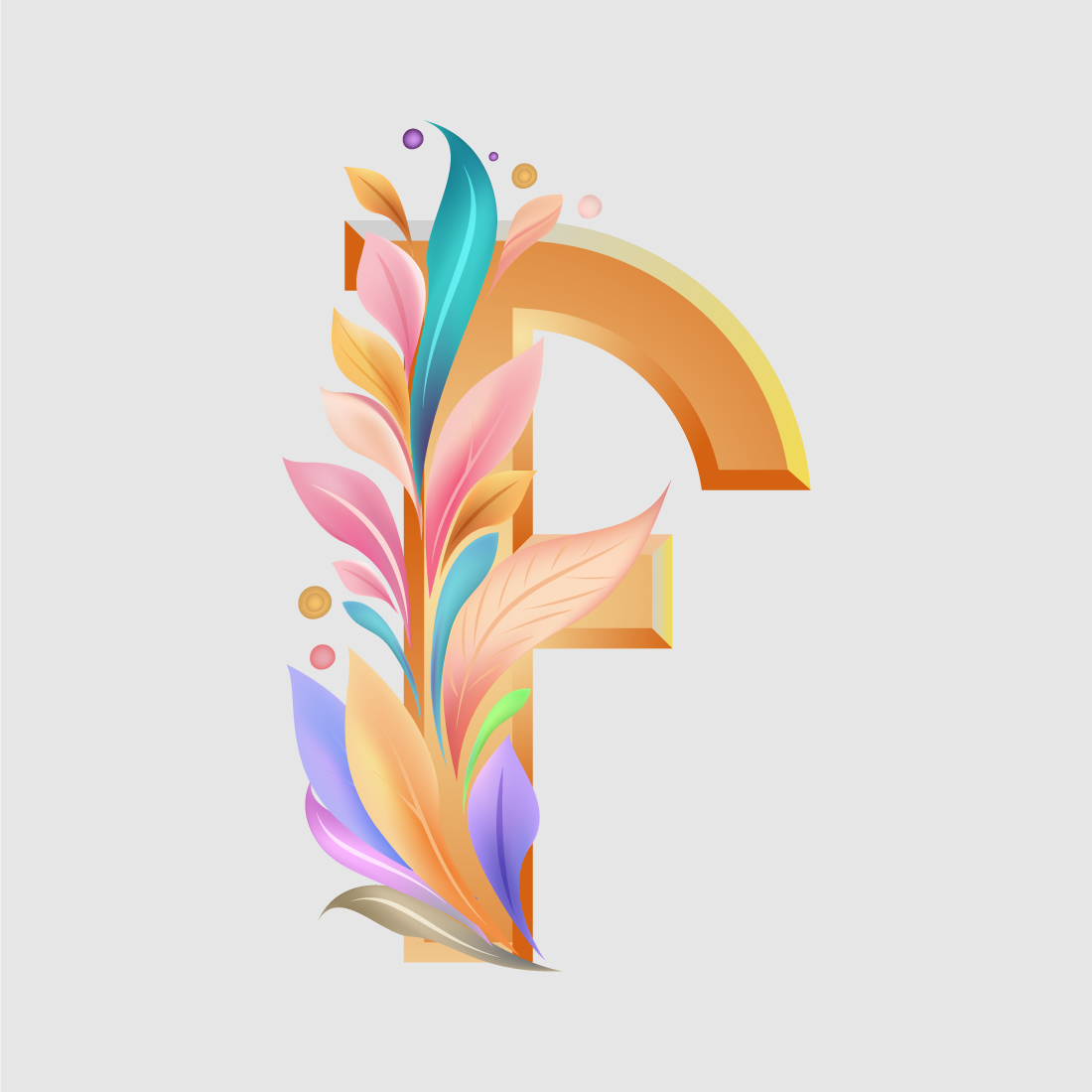 Floral alphabet F Logo for wedding invitations, greeting card, birthday, logo, poster other ideas preview image.