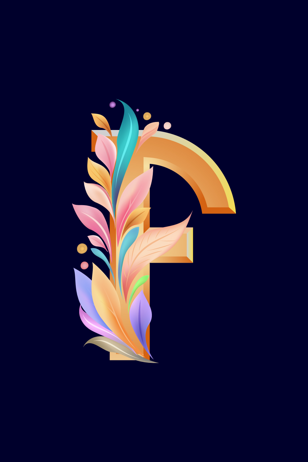 Floral alphabet F Logo for wedding invitations, greeting card, birthday, logo, poster other ideas pinterest preview image.