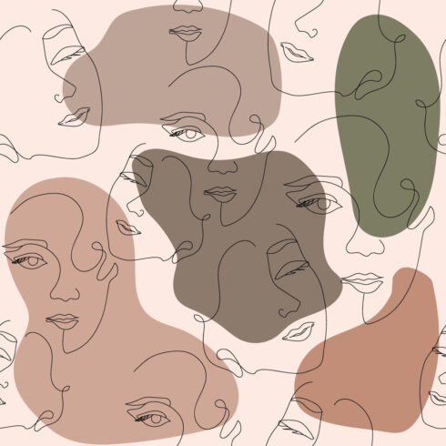 Face Line Art Seamless Pattern cover image.