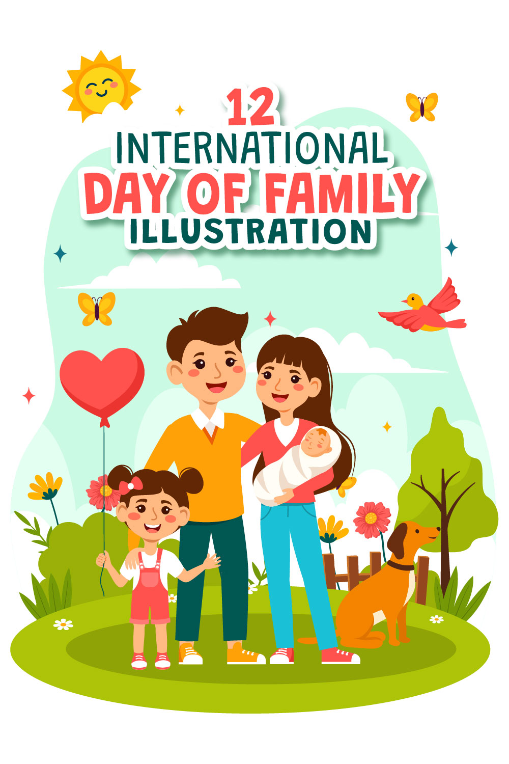 12 International Day of Family Illustration pinterest preview image.