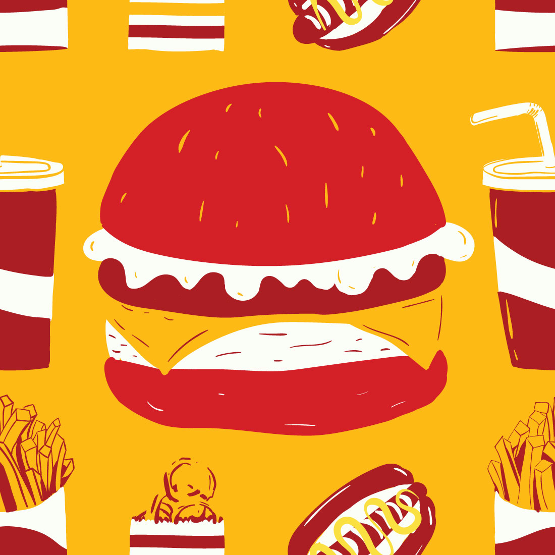 Fast Food Seamless Pattern preview image.