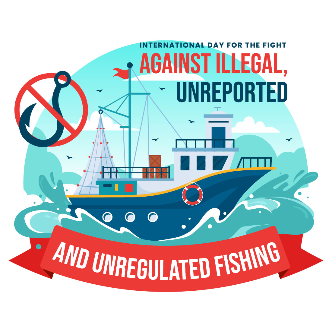 10 Day for the Illegal Against Fishing Illustration cover image.