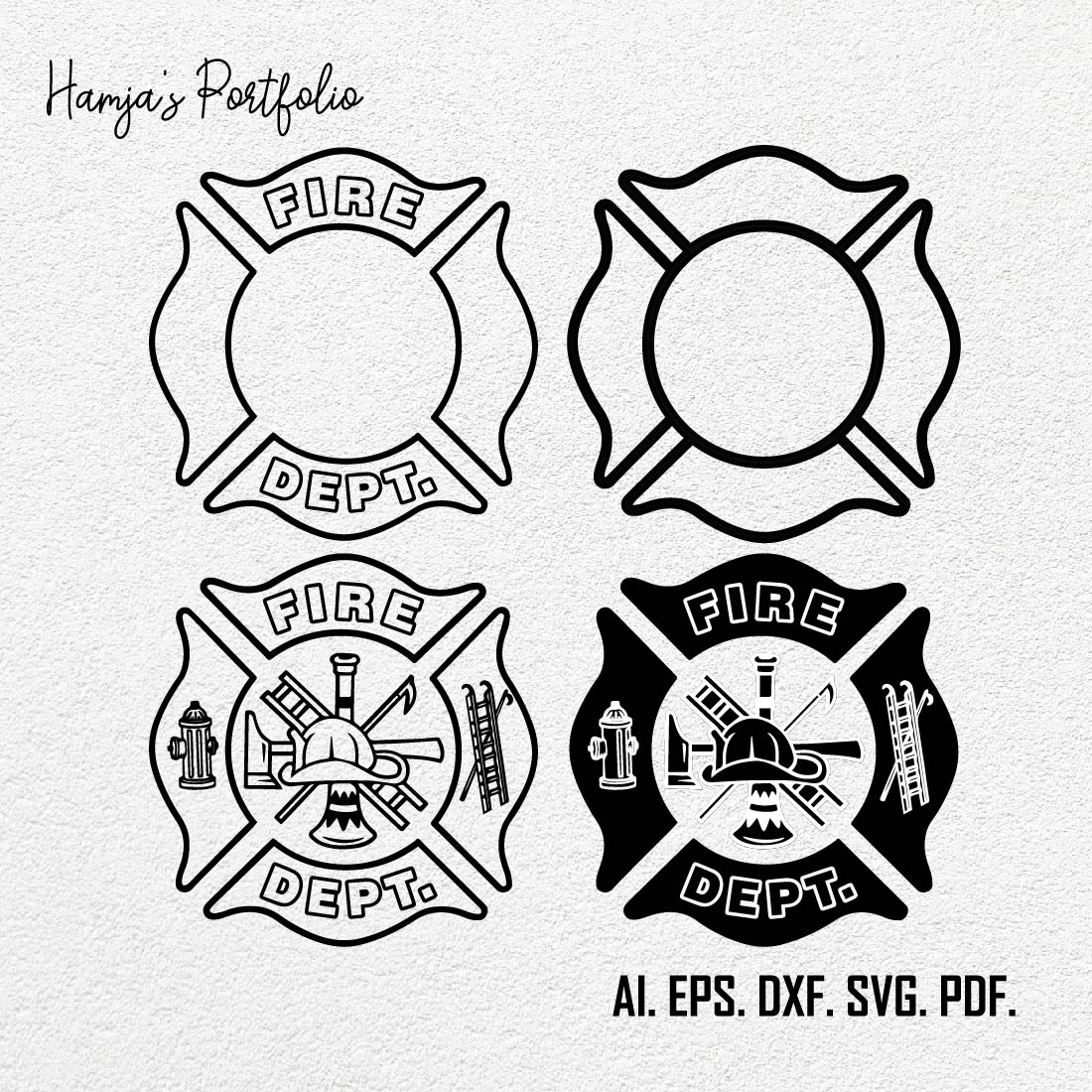 Fire Department Logo svg design, Firefighter Logo svg vector bundle ,Fire Department Logo vector design preview image.