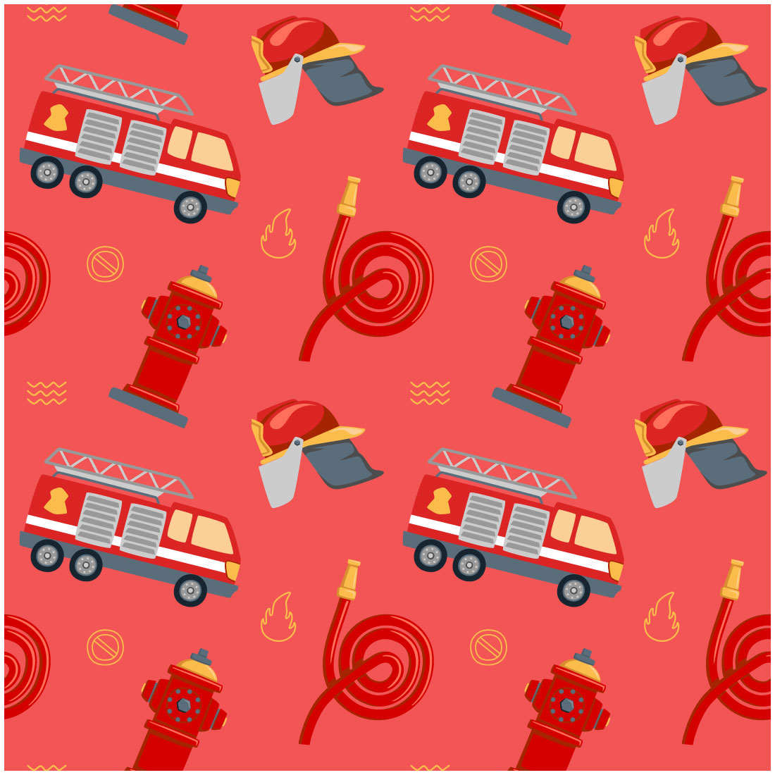 Firefighter Seamless Pattern preview image.