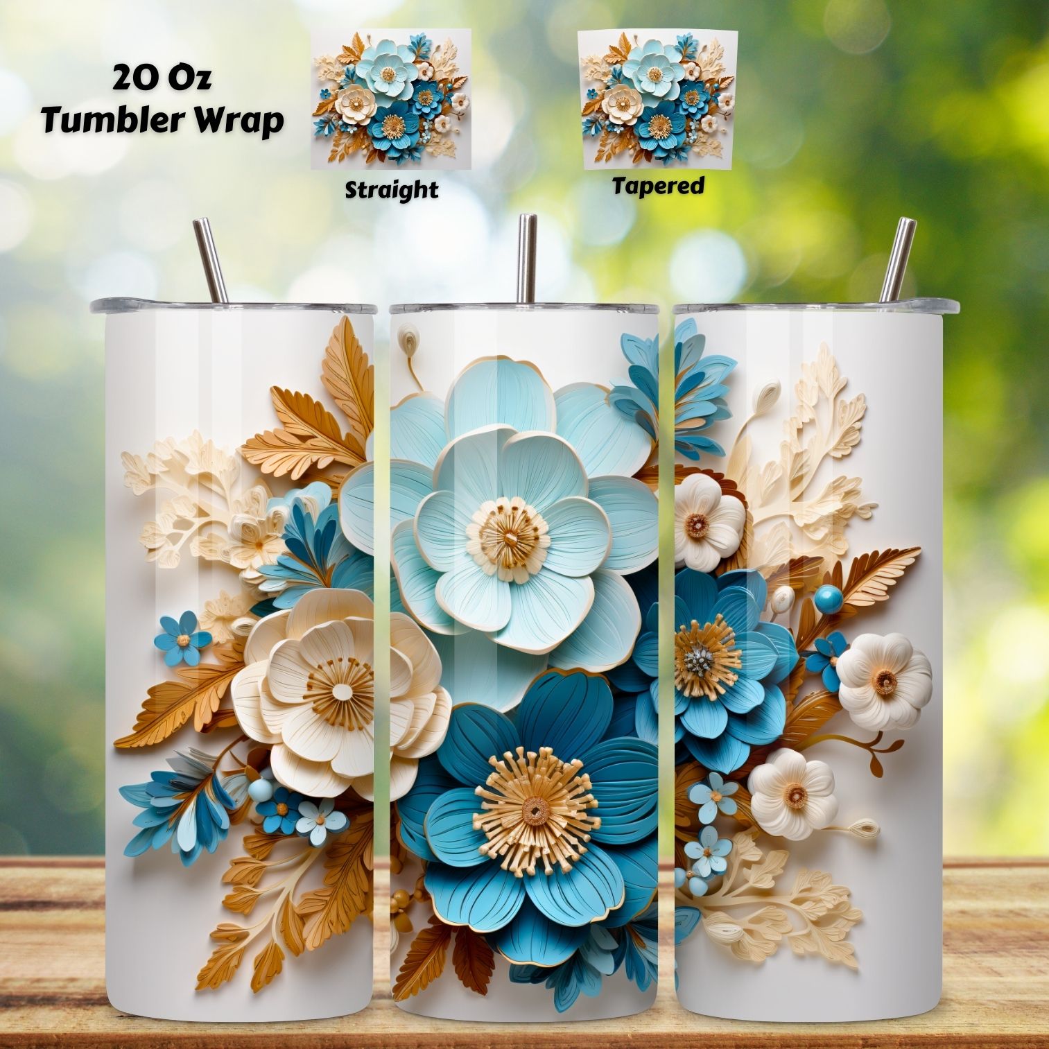3d Spring Flowers Tumbler Wrap | 20 oz | Spring Print PNG, 3D Floral Tumbler Wrap, Sublimation Design, 20 oz Skinny Tumbler, Paper floral tumbler sublimation designs download, colorful cover image.