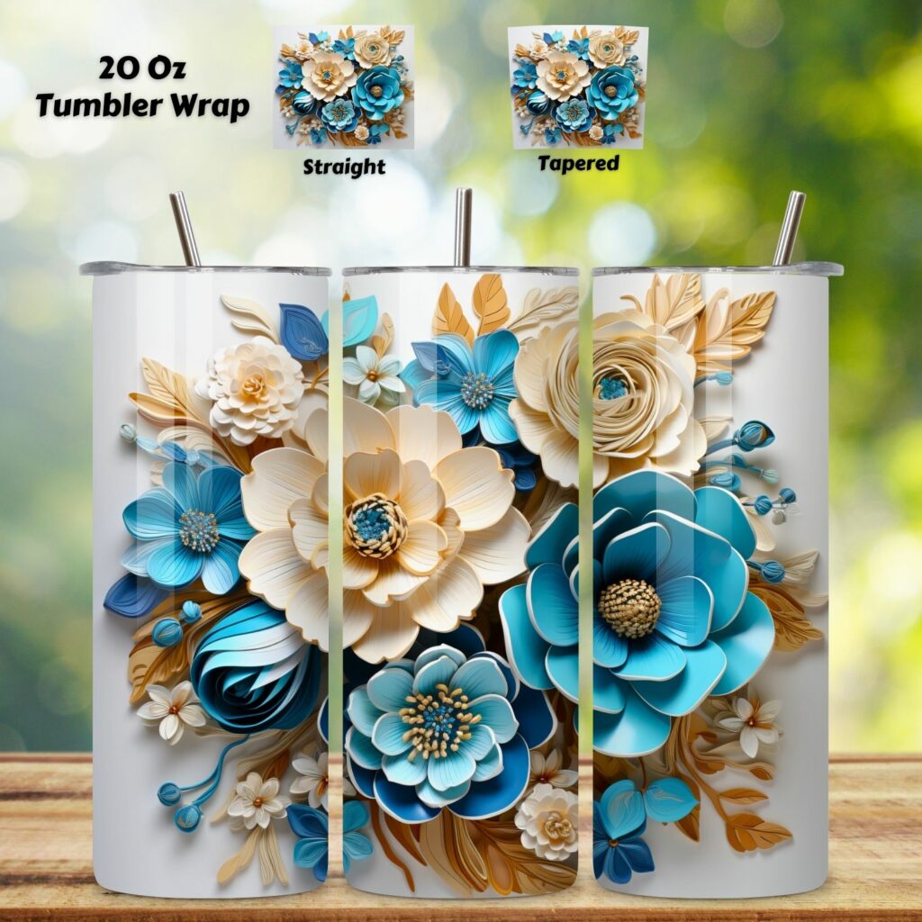 Spring Flowers Tumbler Wrap | 20 oz | Spring Print PNG | 3D, 3D Floral ...