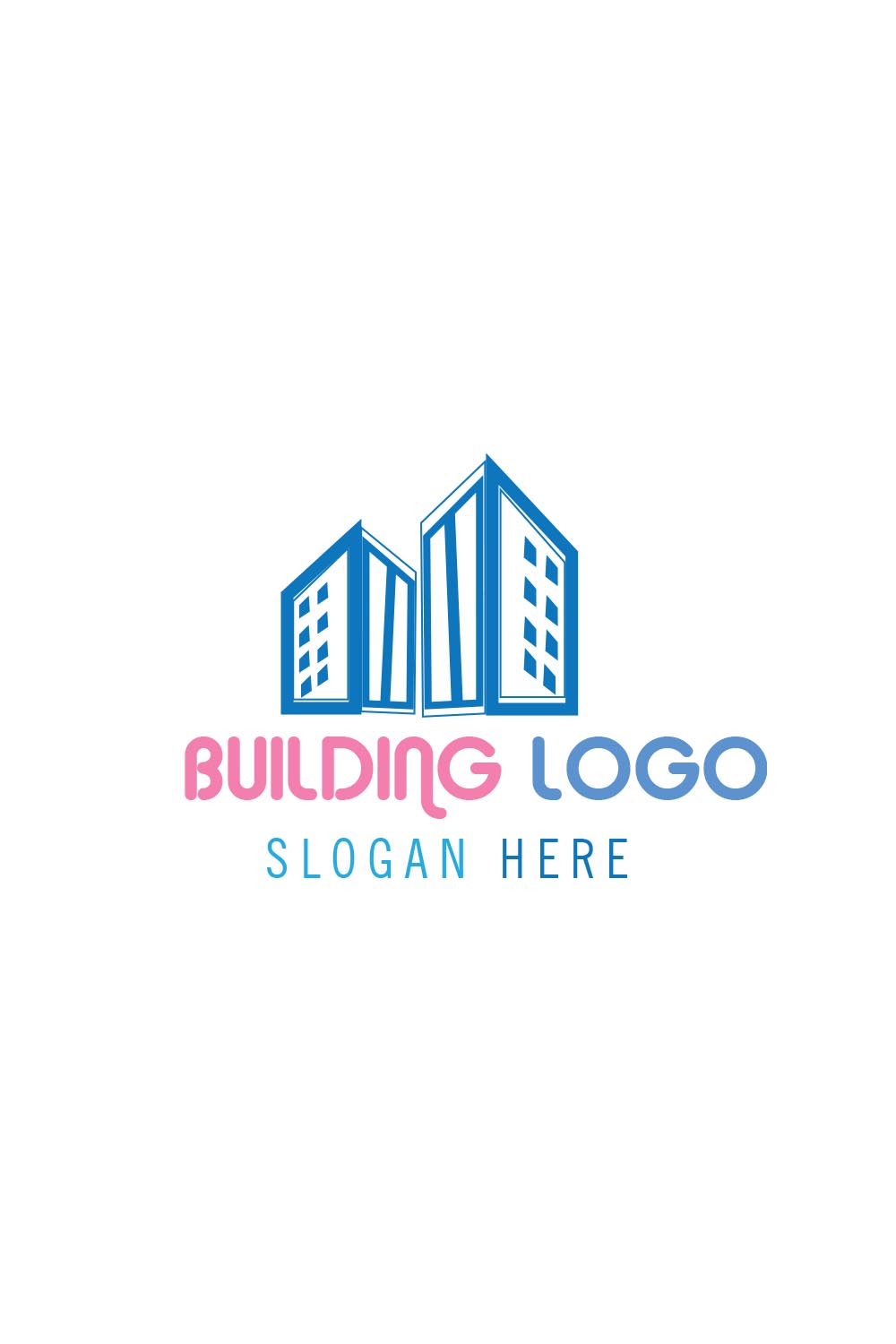 Flat Vector minimalist architecture or building logo pinterest preview image.