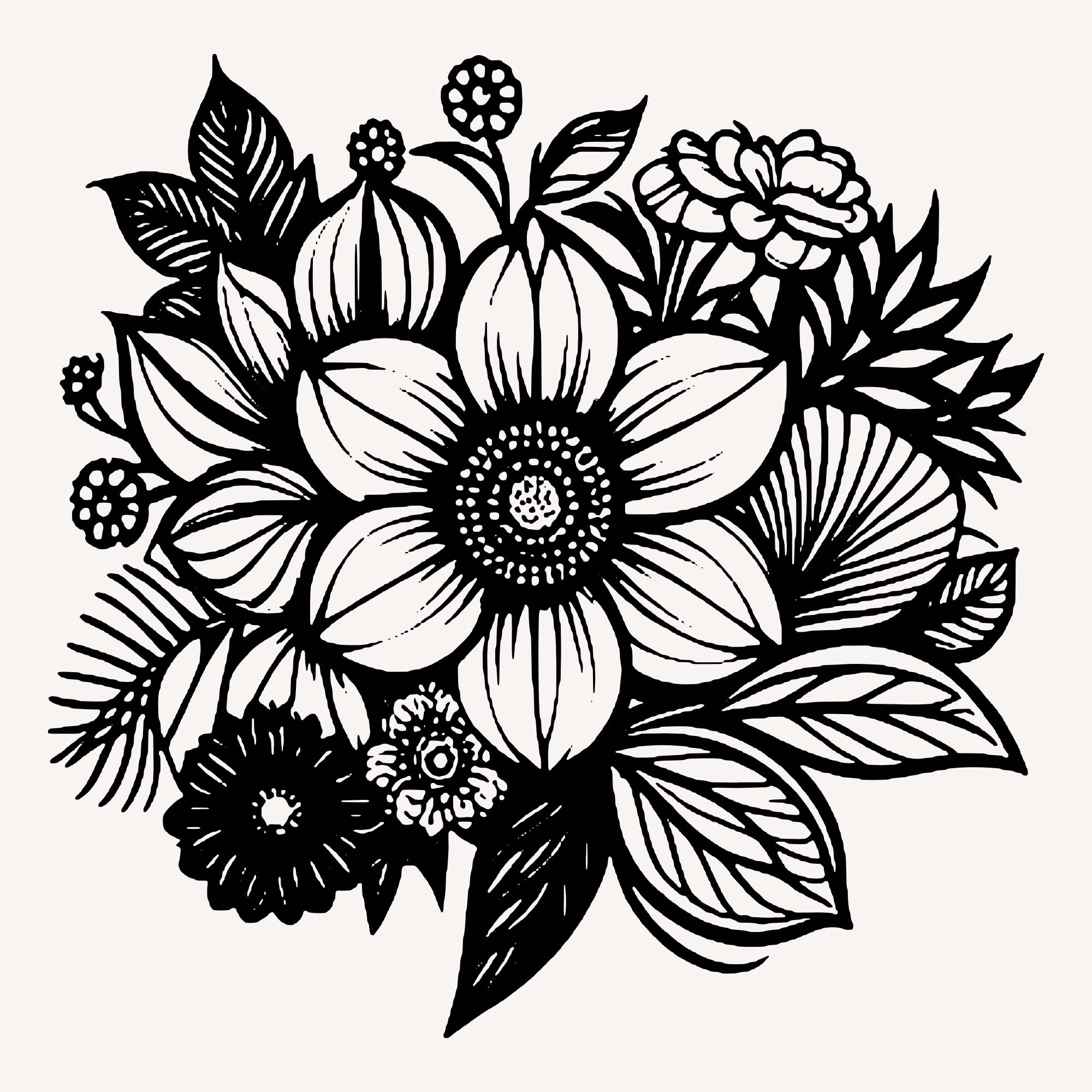 13 Flower Drawing Art with Line-art - MasterBundles
