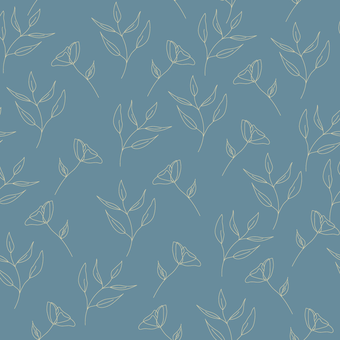 Flower Line Seamless Pattern preview image.