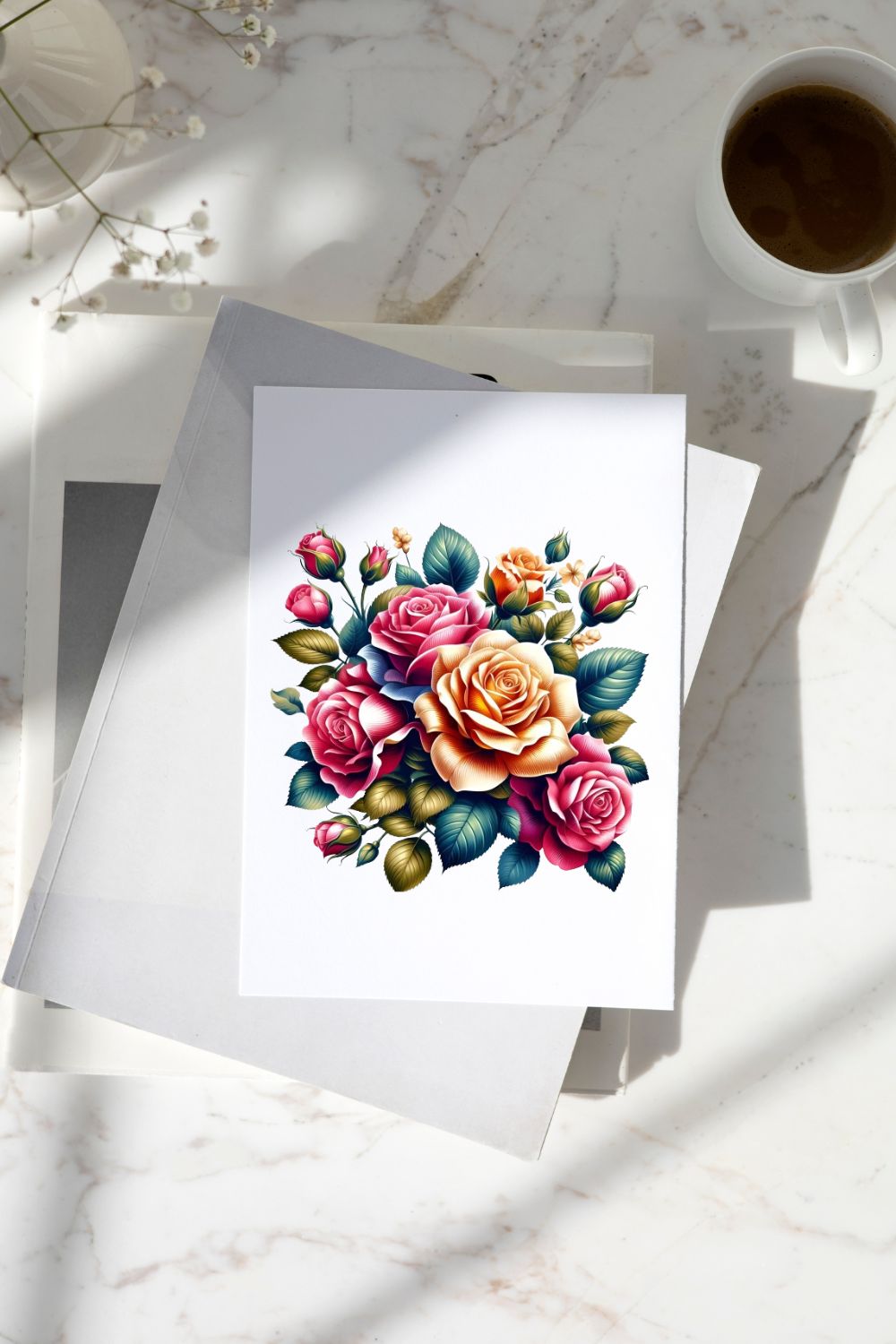 Flowers wall art pinterest preview image.