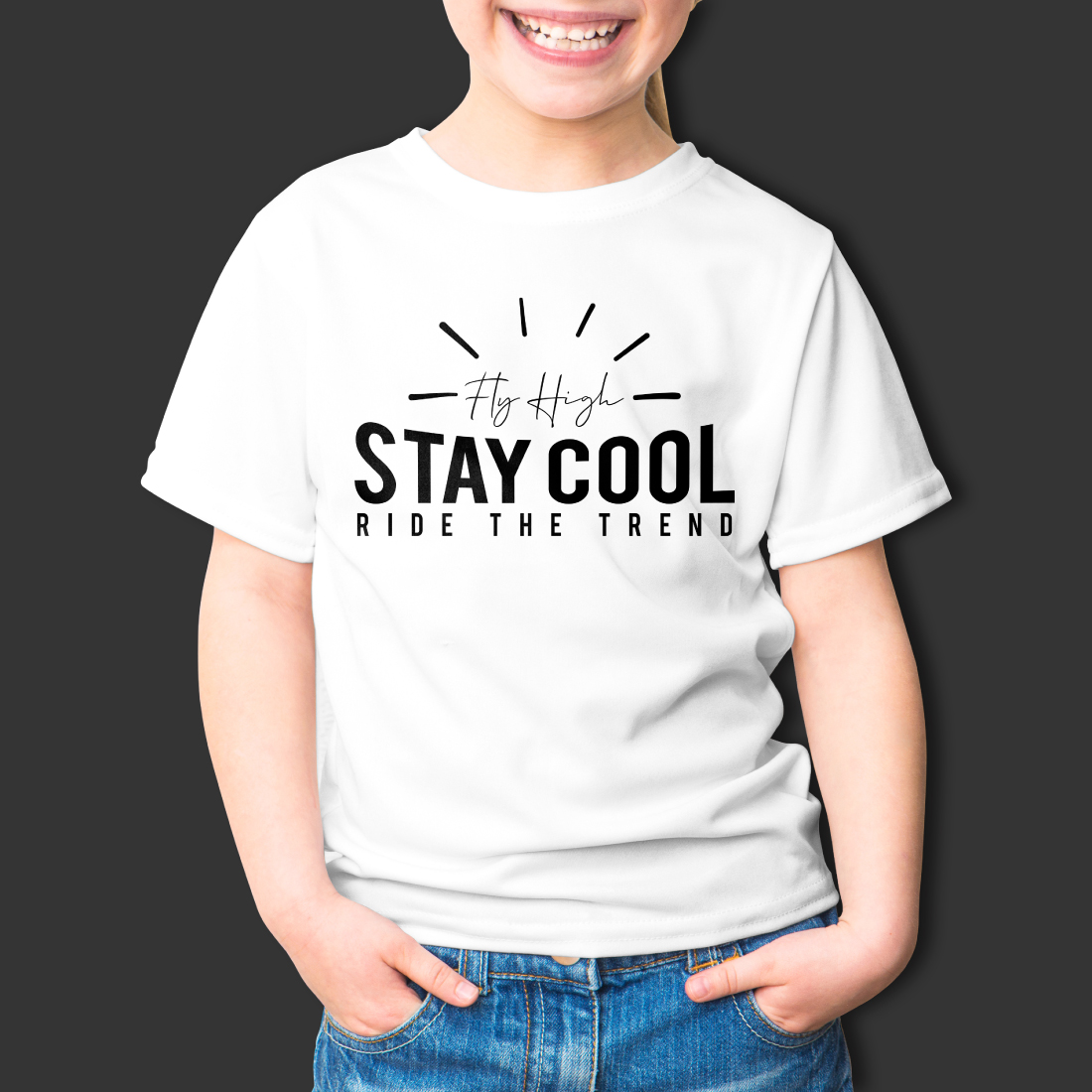fly high stay cool ride the trend tshirt design cover image.