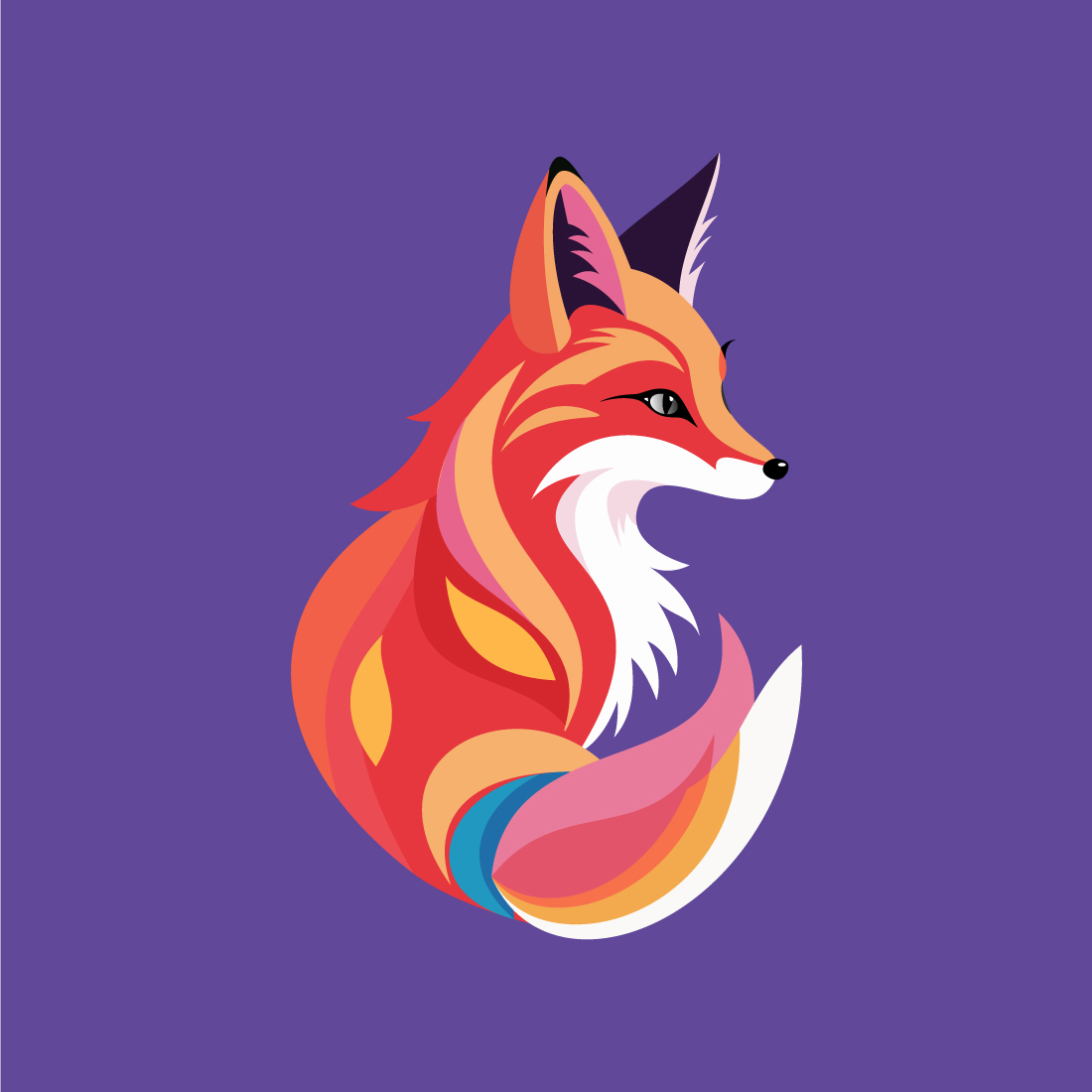 Modern fox logo design template vector illustration Forest animal preview image.