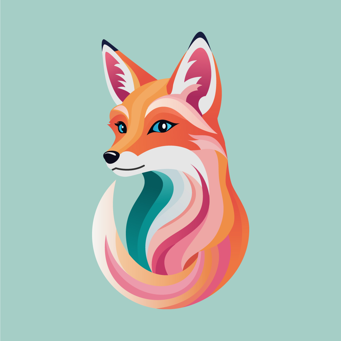 Modern fox logo design template vector illustration Forest animal preview image.