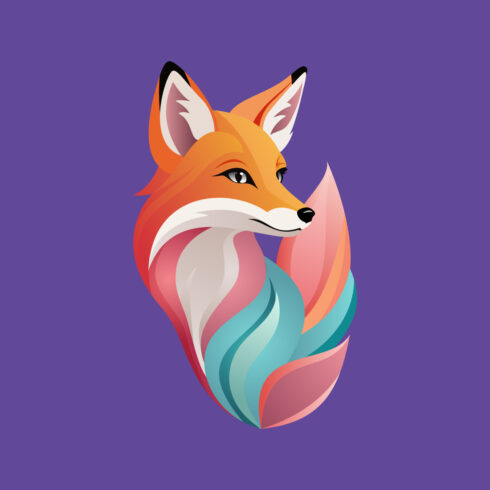 Modern fox logo design template vector illustration Forest animal cover image.