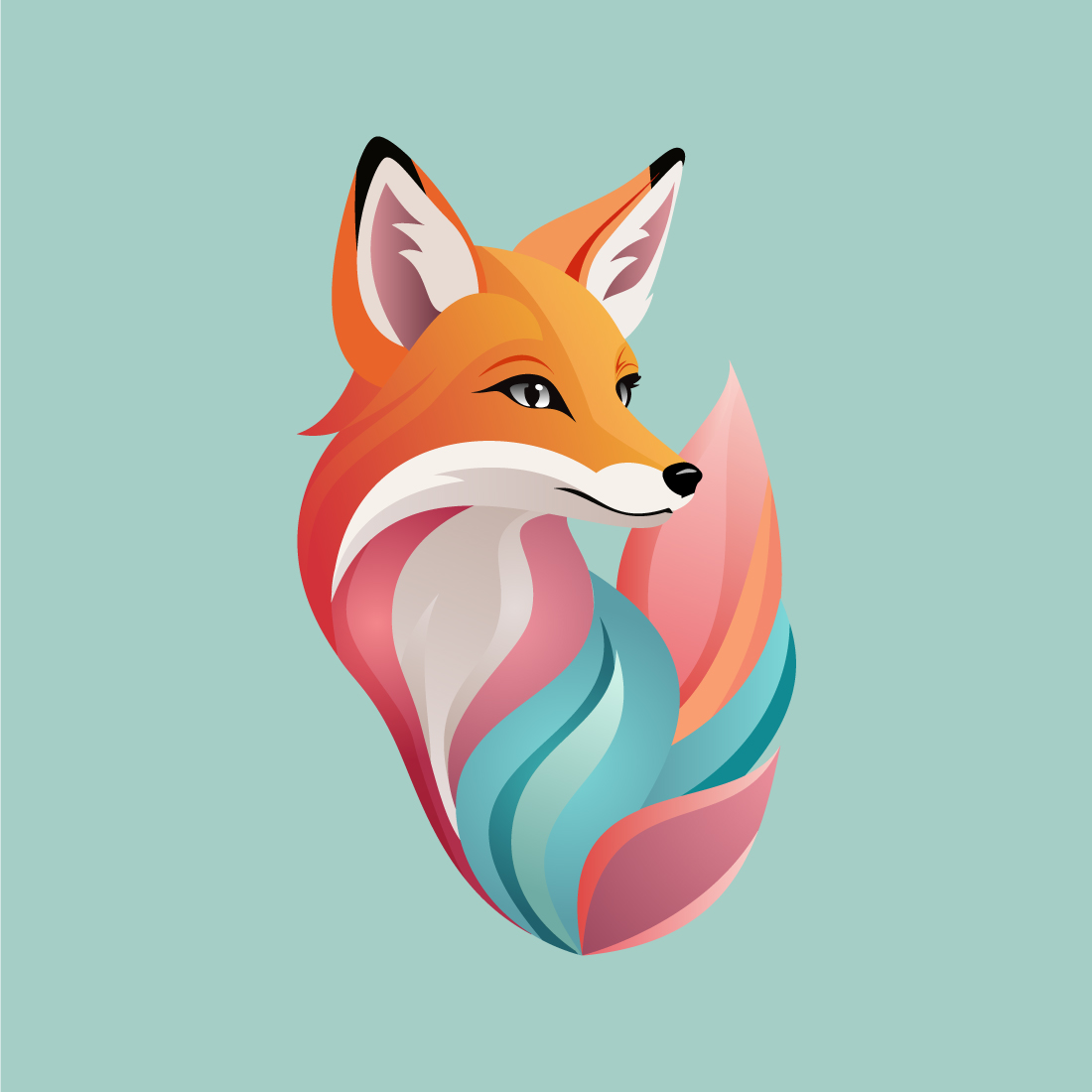 Modern fox logo design template vector illustration Forest animal preview image.