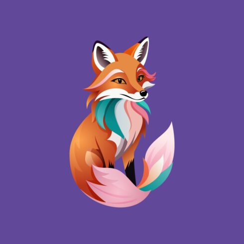 Modern fox logo design template vector illustration Forest animal cover image.