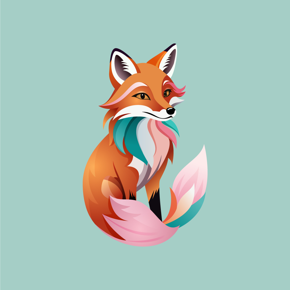 Modern fox logo design template vector illustration Forest animal preview image.